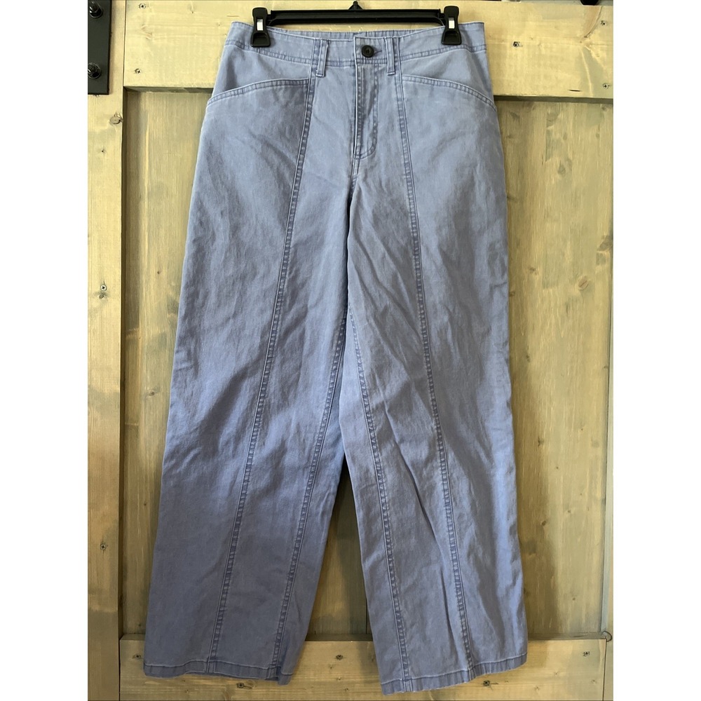 ASOS Design Seamed Wide Leg Pants Womens 28.5x27.25 Blue High Rise Wide Leg READ